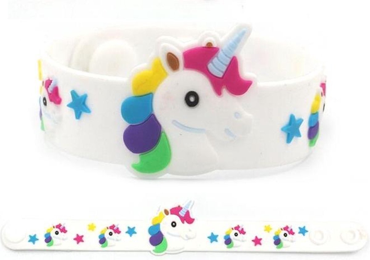Eenhoorn Armband | Rubber Siliconen | Unicorn | Armbandje met Drukknoopjes | Wit